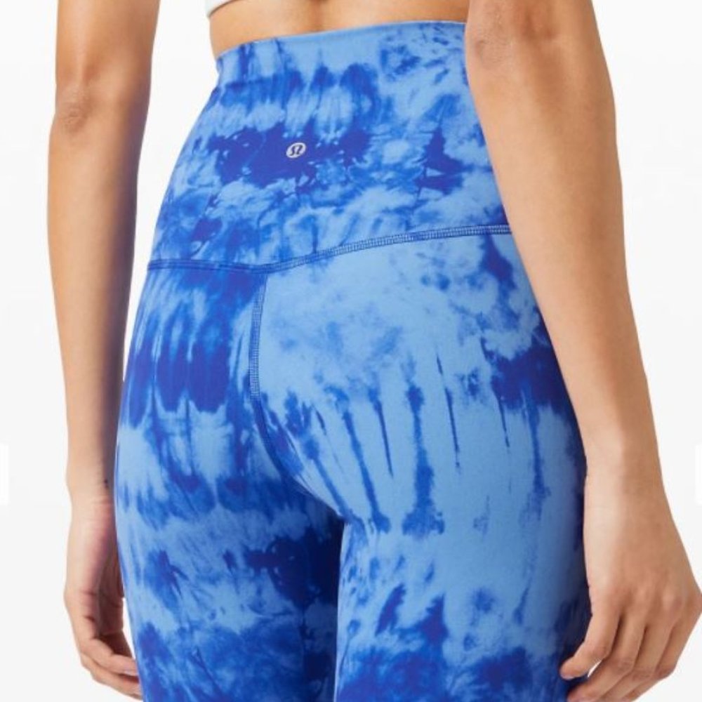 lululemon athletica Blue Athletic Shorts High-Waisted Tie-Dye